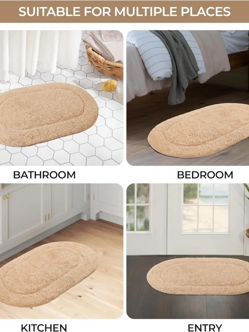 Superior Non-Slip 2 Piece Bath Rug Set, Ultra Plush, Soft and Absorbent 100% Com